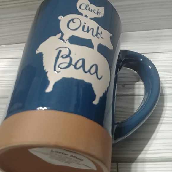 Chicken Pig Sheep Ceramic Latte Mug CLUCK OINK BAA Embossed Tall Coffee 17Oz NEW - Picture 8 of 13